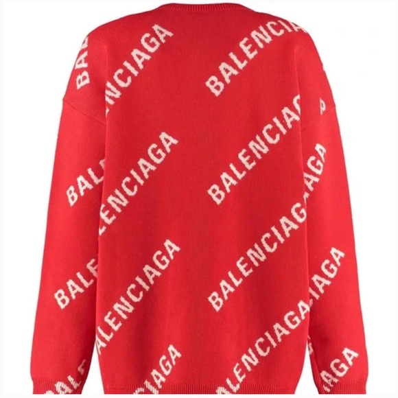 Red  and white oversized balenciaga  sweater authentic size M - Picture 9 of 9